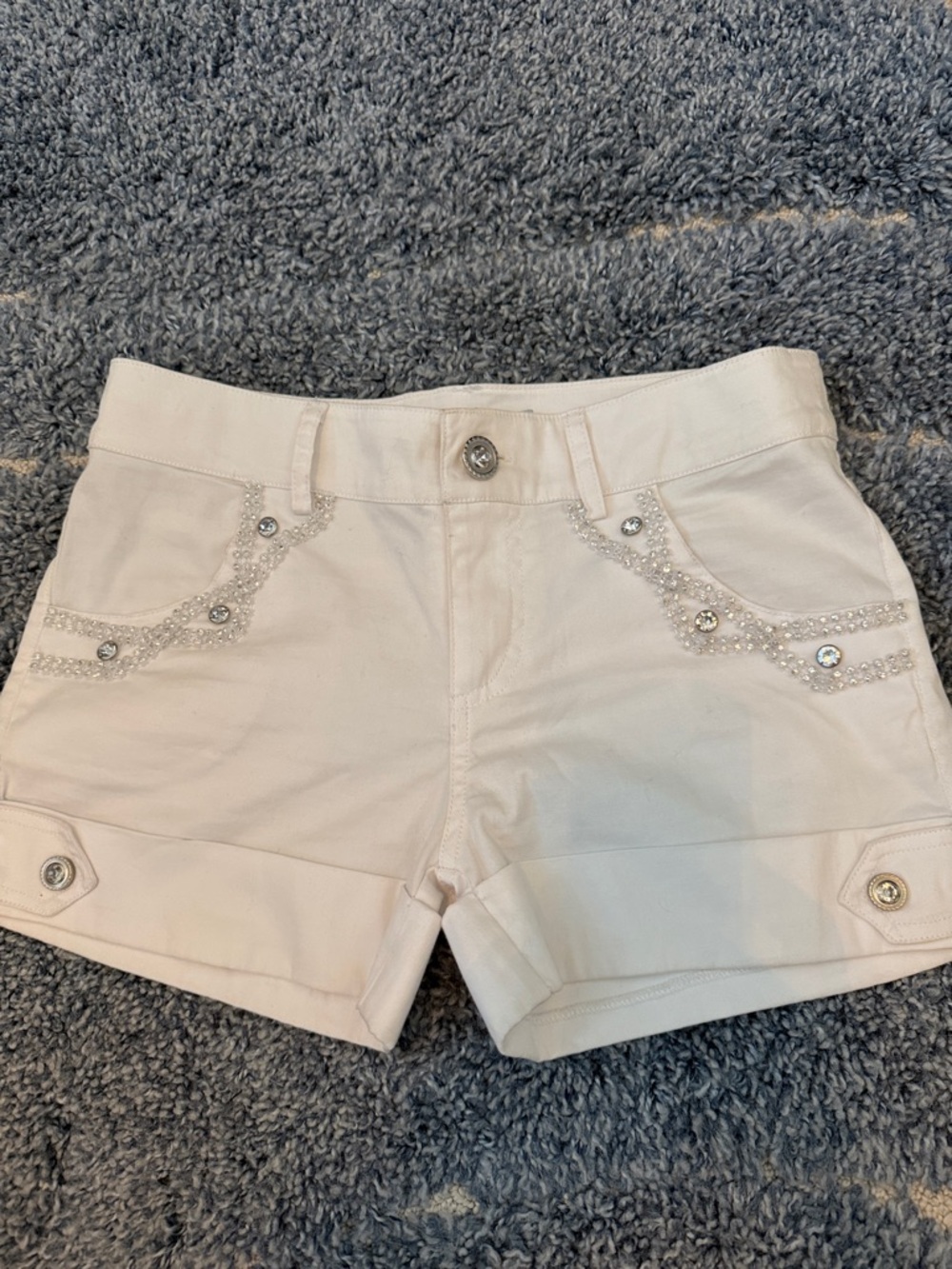 White Embellished rhinestone Women’s white Shorts size S